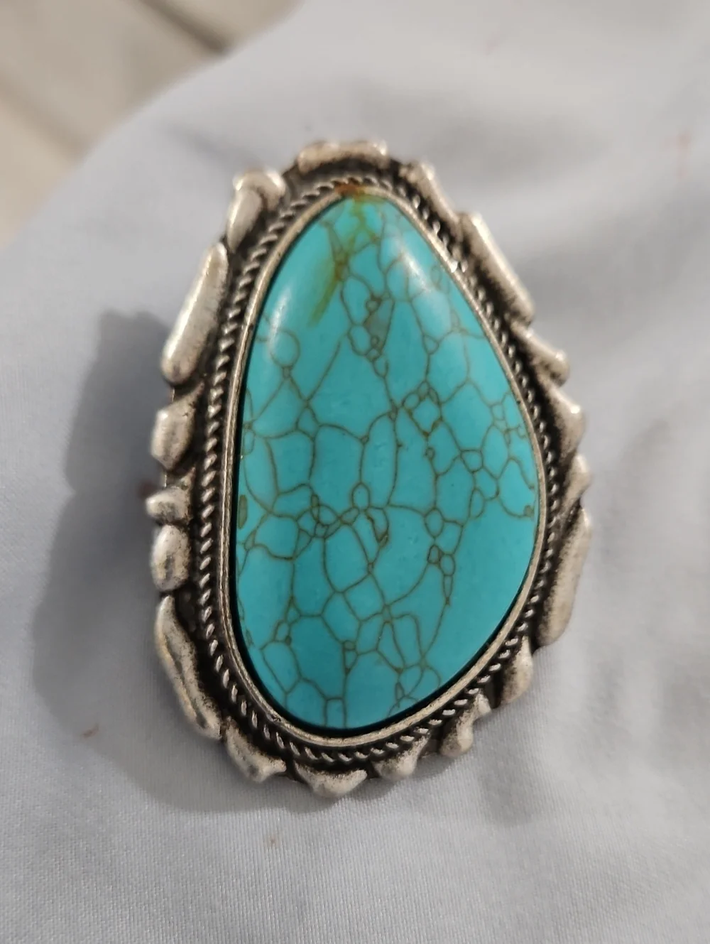 Turquoise Teardrop Statement Ring - Unbranded